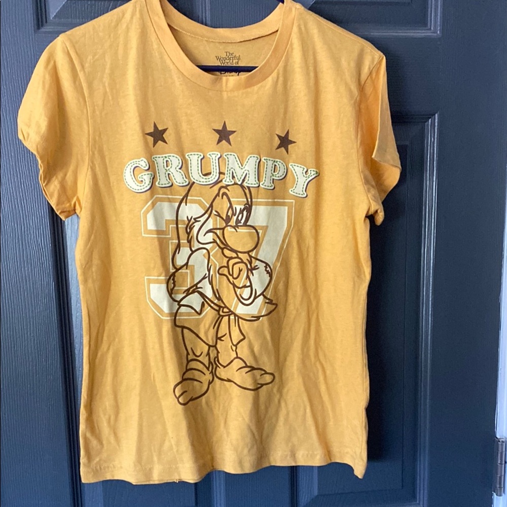 Disney Grumpy Yellow Brown Short Sleeve Tee